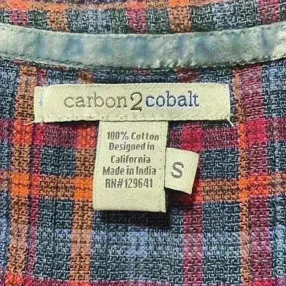 Carbon 2 Cobalt Women Wheaton Plaid Button Down Long Sleeve Shirt Size Small - Picture 2 of 11